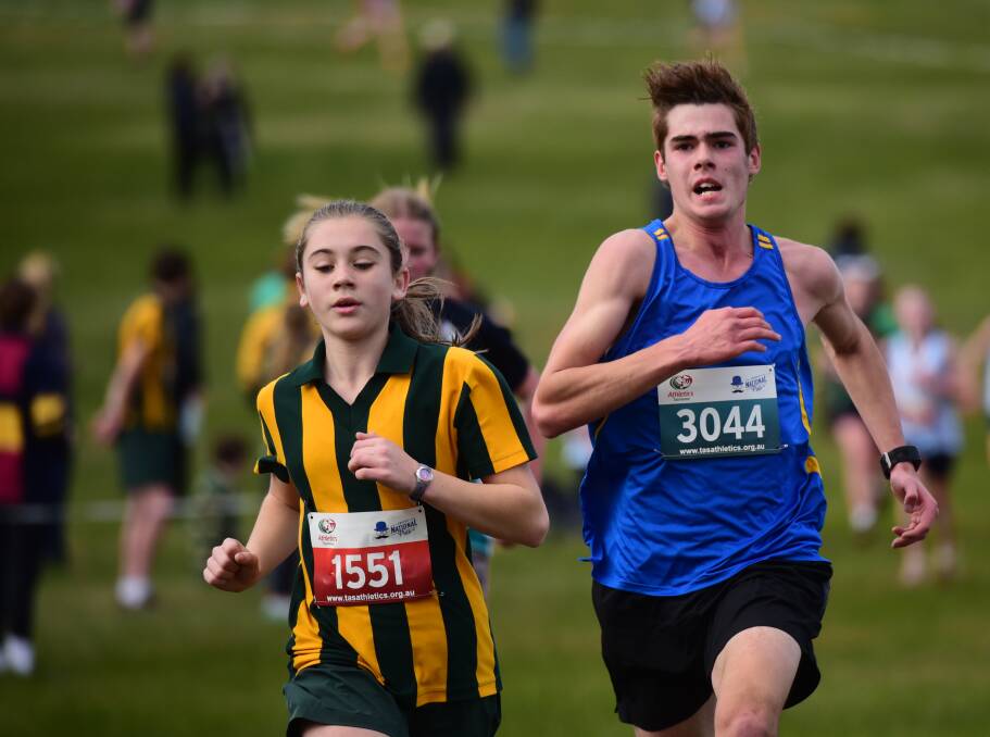 Neck and neck: Isabella  Johnston, of St Patrick's College, and Aiden  Kissick, of Latrobe High School.