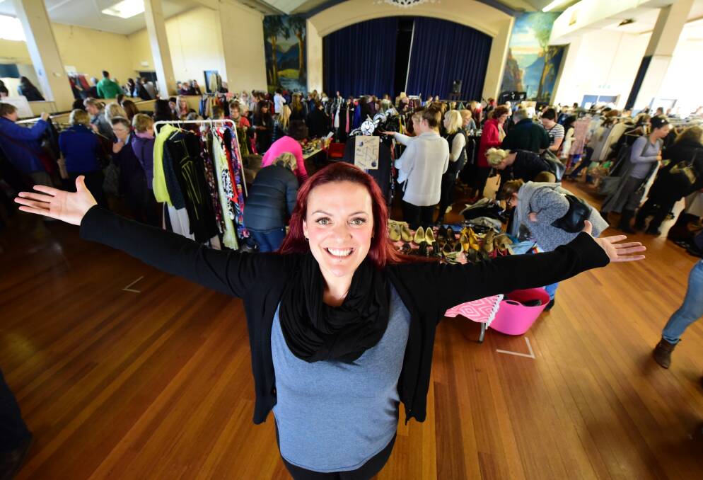 FOR SALE: Market coordinator Katy Pakinga at The Northern Clothes Market at St Ailbe's Hall. Picture: PAUL SCAMBLER.