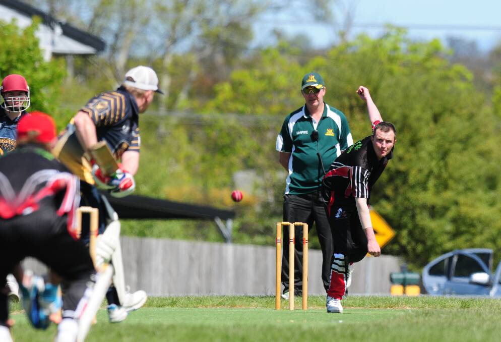 STEADY: Chieftains bowler Nick Price sends one to Diggers batsman Simon Thomas at Hadspen. Picture: Picture: Paul Scambler