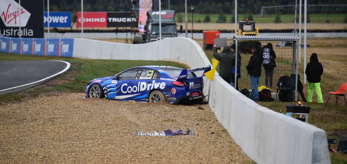 Tim Blanchard collects the wall on lap 43 causing a safety car intervention.