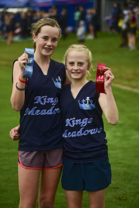 Grade 7 girls winners: Connie Dean and Abbie Butler, of Kings Meadows High. Pictures: Paul Scambler
