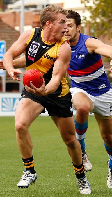 FRONTRUNNER: Tom Couch, playing VFL football for Richmond during the round two match against Footscray Bulldogs at Punt Road Oval in April. Picture: Getty Images 