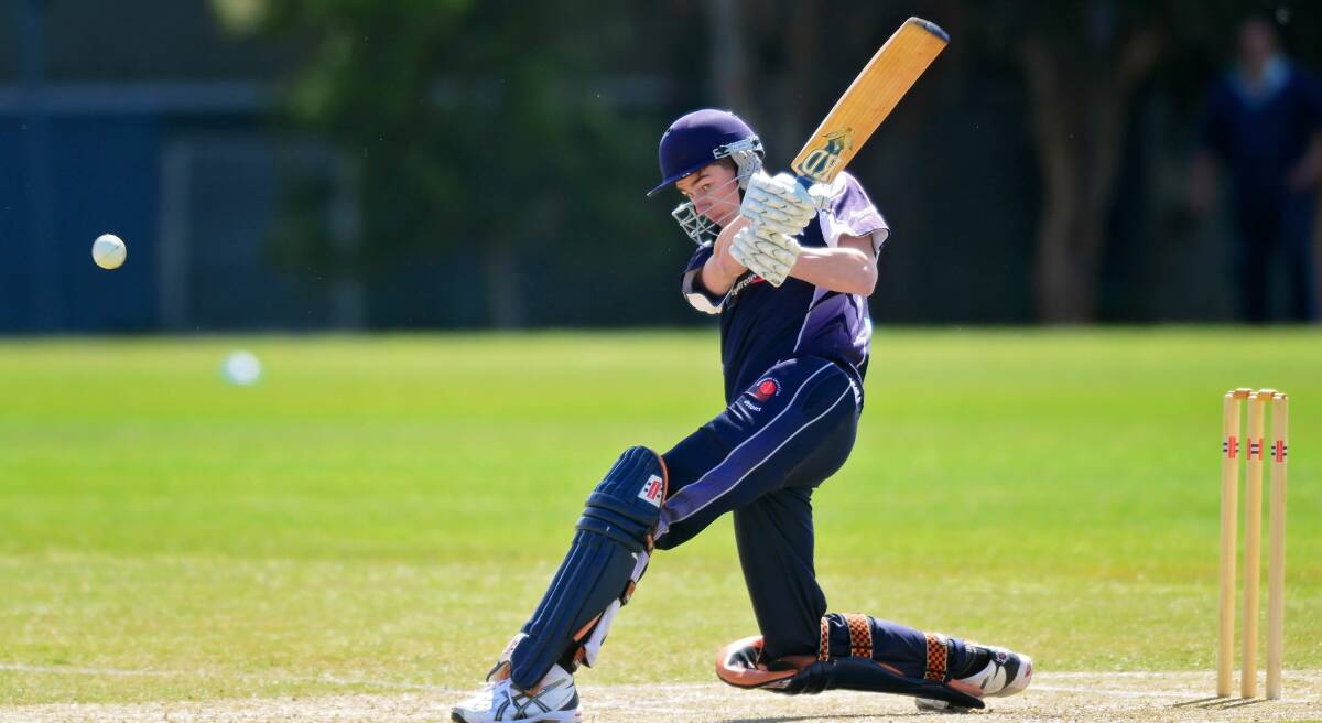 CHASING RUNS: Devonport batsman Jackson Saggers takes a swing against the South Launceston attack at the NTCA No.2 Ground. Pictures: Phil Biggs
