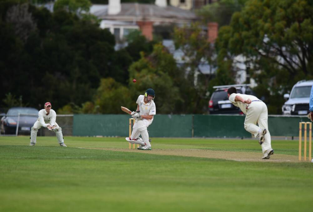 South Launceston batsman James Beattie sways out of the way of a short-pitched delivery.