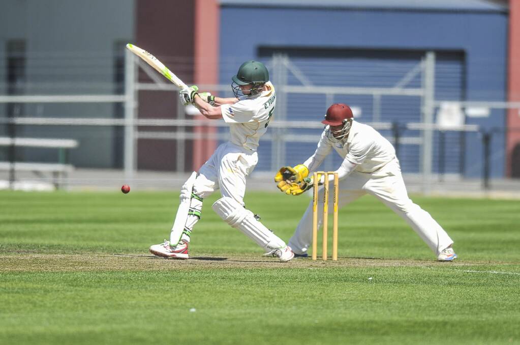 South's Casey Young on his way to scoring 56 to help his side to victory over Mowbray at Invermay Park. 