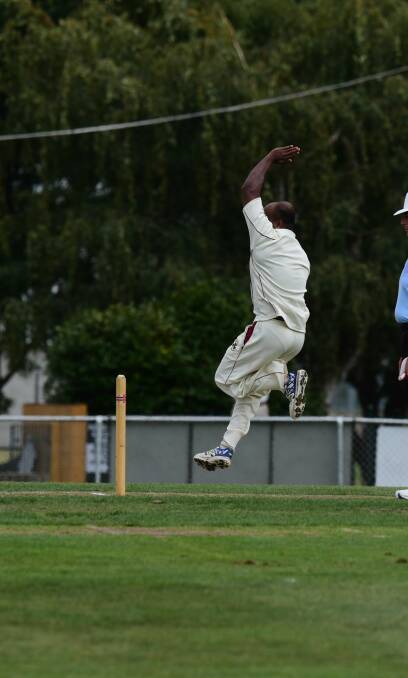 FULL FLIGHT: Westbury pace bowler Jacob Kooran in his delivery stride while bowling at the NTCA Ground during the grand final. Pictures: Paul Scambler