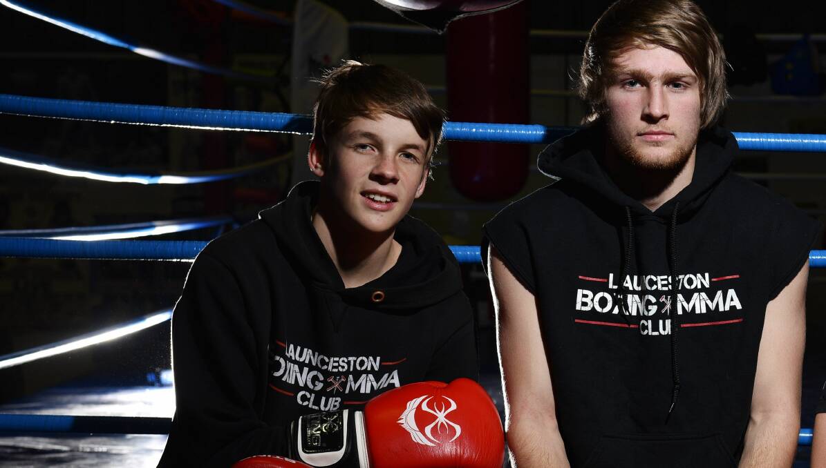 GOLDEN GLOVES: Launceston boxers Bailey Wells and Layton McFerren returned home from the national titles with gold medals.