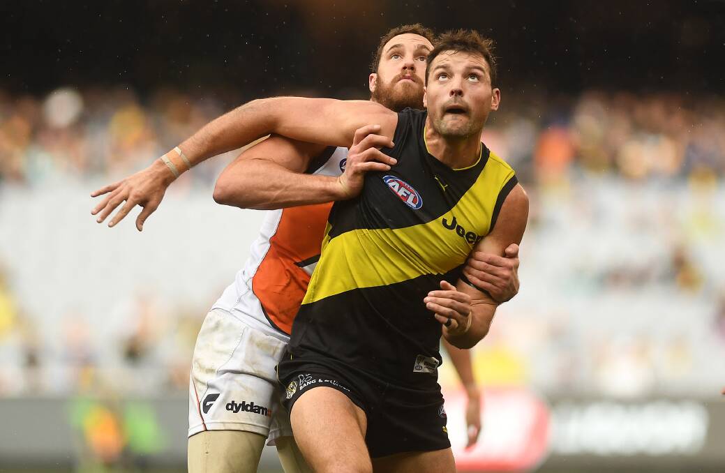 Toby Nankervis competing with Shane Mumford earlier this year. Picture: AAP