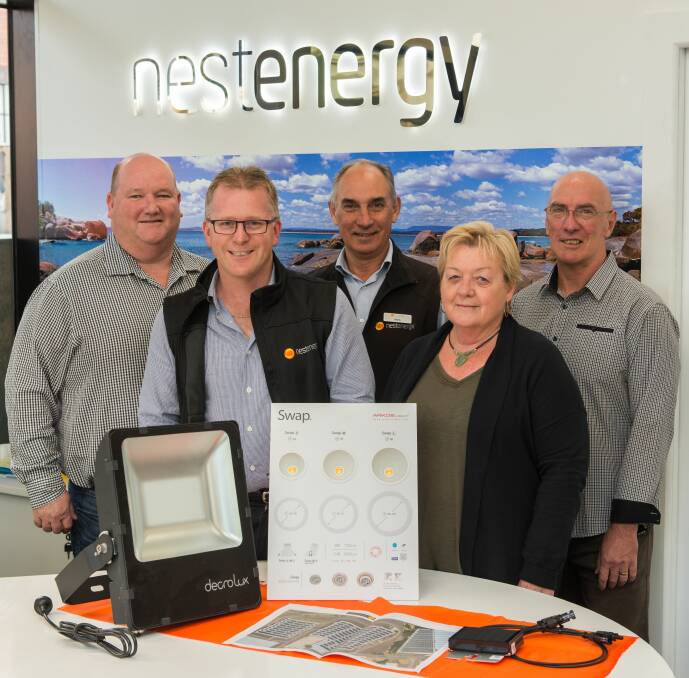Innovation: The Nest Energy team Wayne Mitchell, David Hillier, Mark Barnett, Annette Wall, Scott Newland. Picture by: Phillip Biggs   