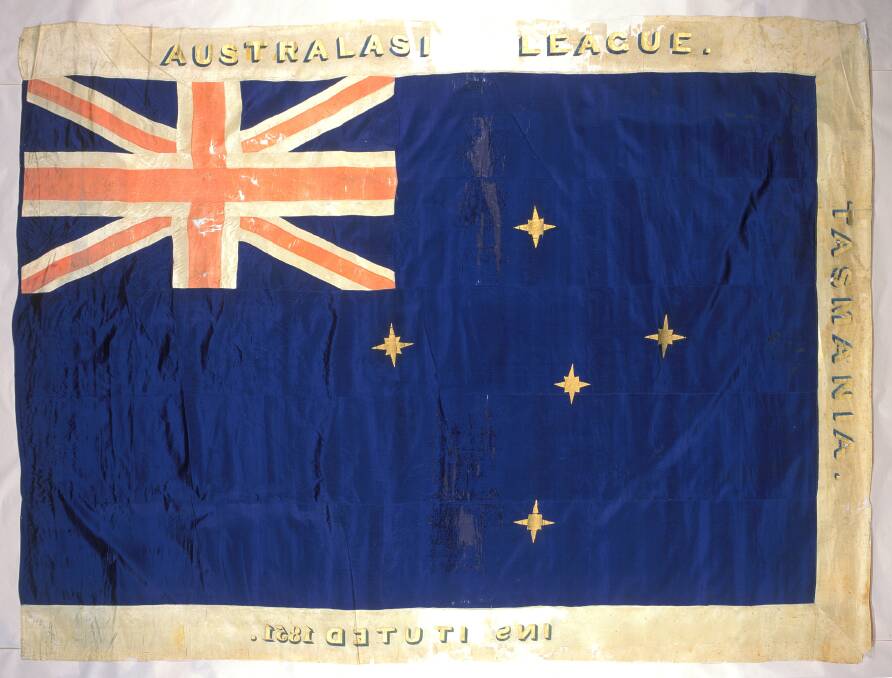 Banner of the Australasian League: Designed by Reverend John West, it is the first use of the Southern Cross in its natural state. Picture supplied by:QVMAG
