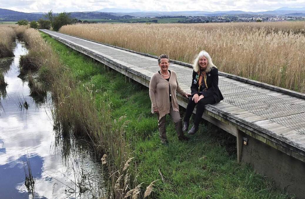 Artentwine representatives Robyn Barnet and Hilary Keeley prepare to host events at the Riverside Wetland. Picture: Sarah Aquilina