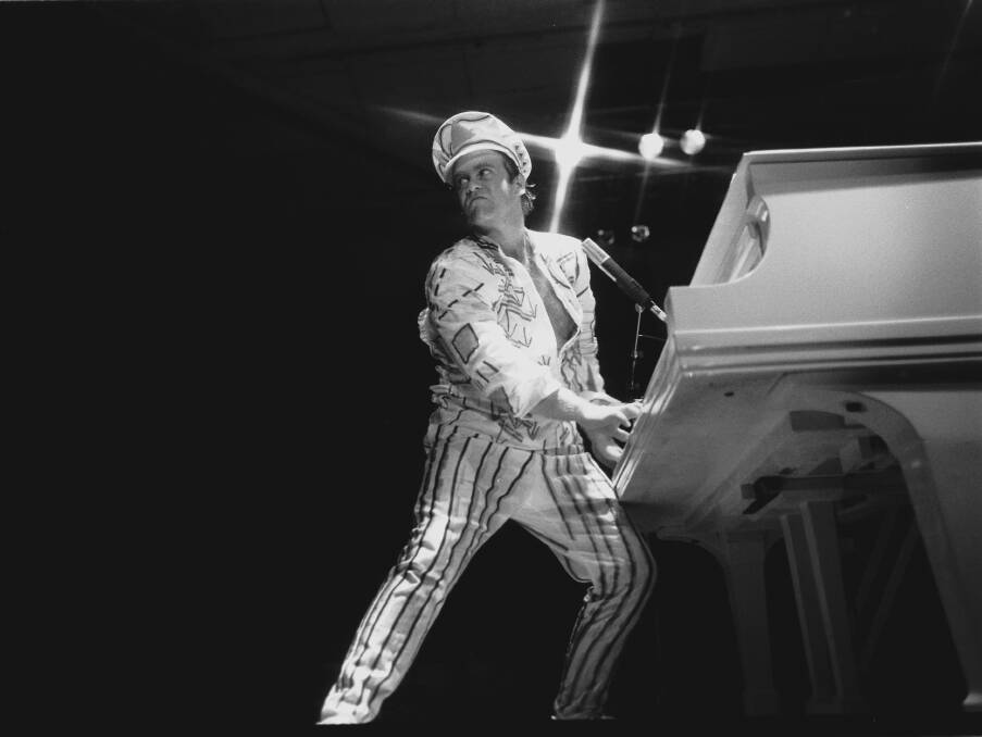 Pop icon Elton John looking sharp on an Australian tour in the 1980s.