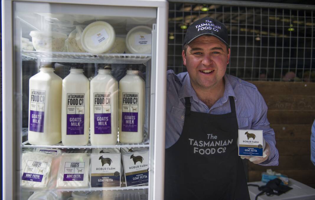 Taster: TasFoods chief sales and marketing officer David Bennett showcases cheese and milk products. 