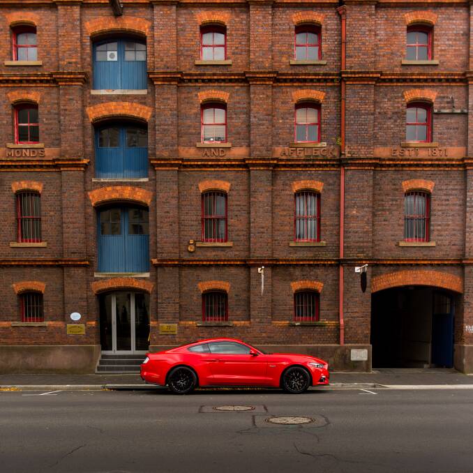 A Ford GT Mustang in front of the old mill on Cameron Street. "You don't always need a great camera to take great photos - sometimes your mobile phone is enough to capture what you want to show the viewer"  Picture: Scott Gelston. 