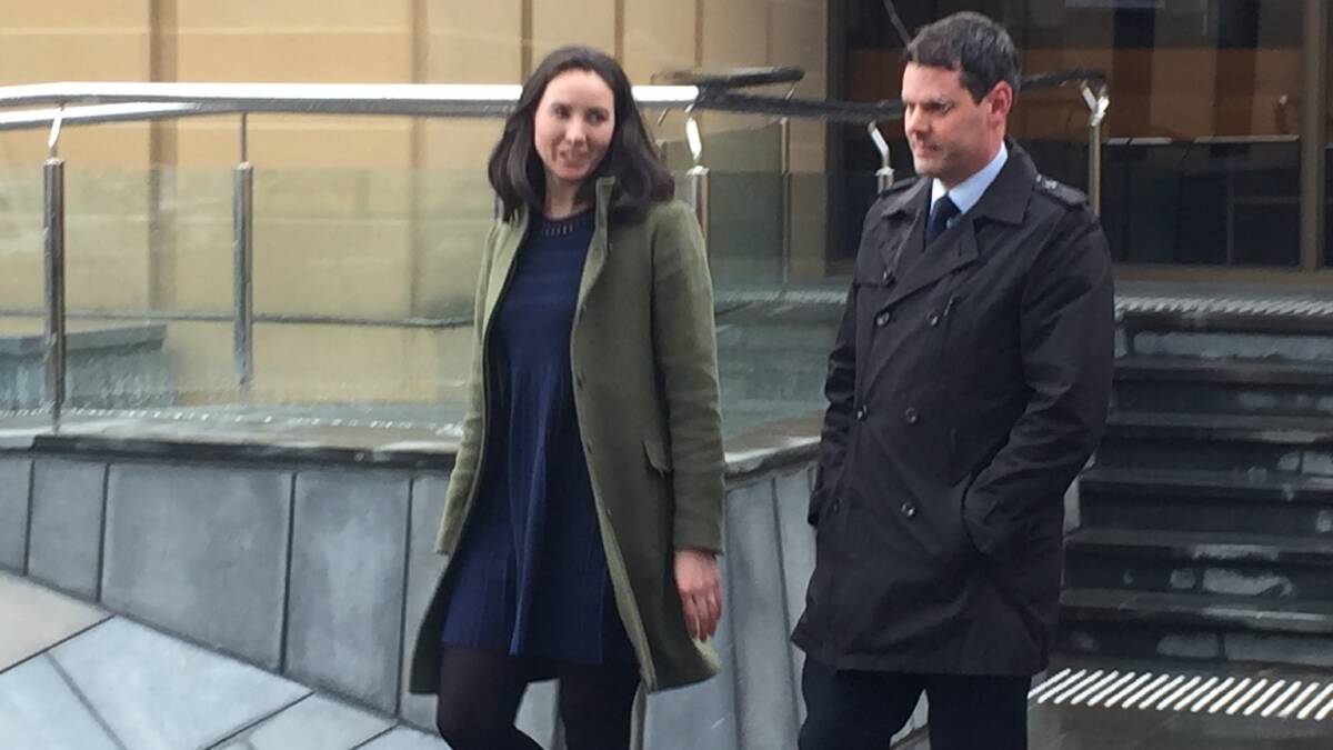 Sue Neill-Fraser's daughter Sarah Bowles and son-in-law Mark Bowles leave Hobart Supreme Court on Wednesday.
