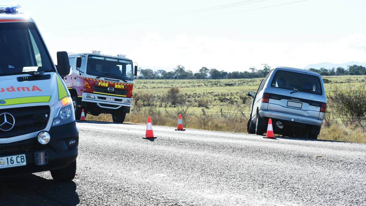 The scene of a two-car crash outside Campbell Town on Monday morning. Picture: Scott Gelston