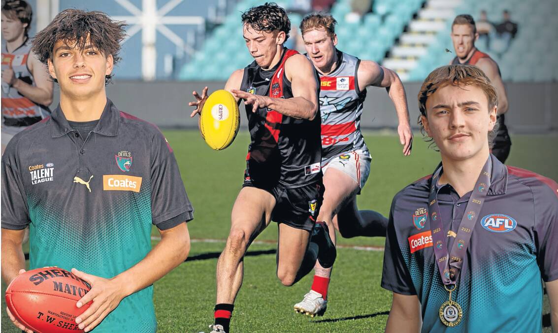 Tasmania Devils representatives Oliver Depaoli-Kubank and Geordie Payne are new faces, while Michael Stingel returns. Pictures by Eve Woodhouse, Paul Scambler and Craig George