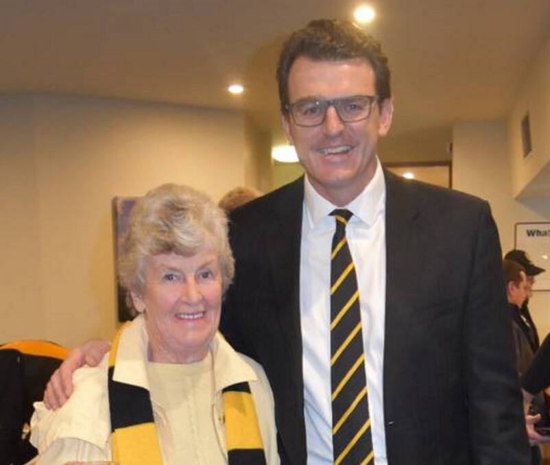 Proud Tigers: Former Richmond Football Club star player Brendon Gale who is now the club's chief executive officer with his proud mum Maureen Gale.