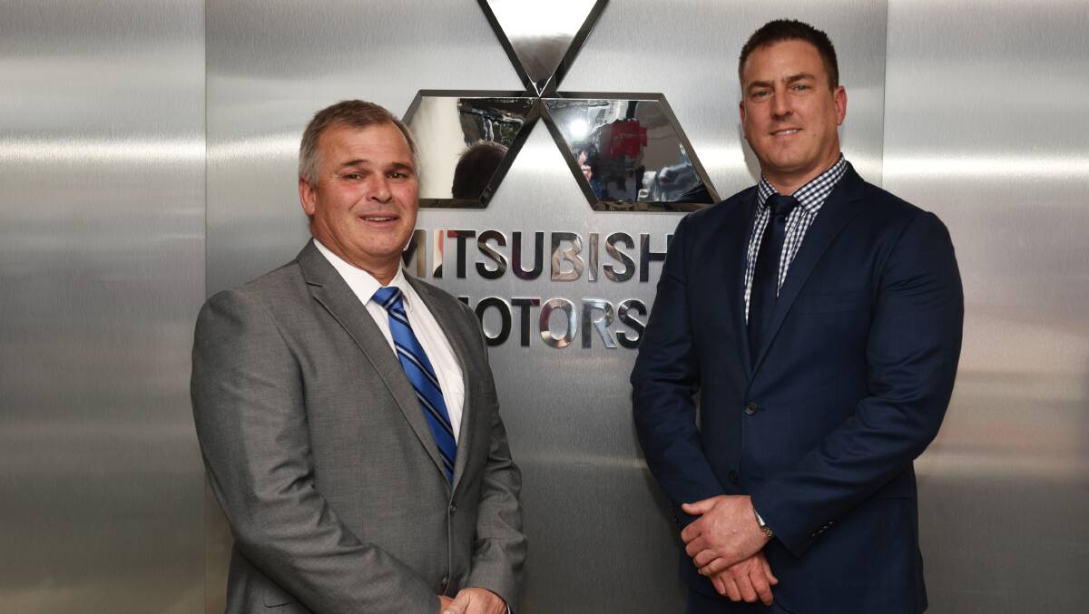 NEW BEGINNINGS: Outgoing Launceston Motor Group managing director Grant Jenkins with incoming Your Local Motor Group managing director Sam Nixon. Picture: Scott Gelston