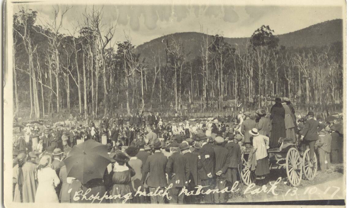 A PARK FOR THE PEOPLE: The national park opening ceremony on October 13, 1917. Mount Field and Freycinet were declared national parks on August 29, 1916. Picture: Tasmanian Archive and Heritage Office