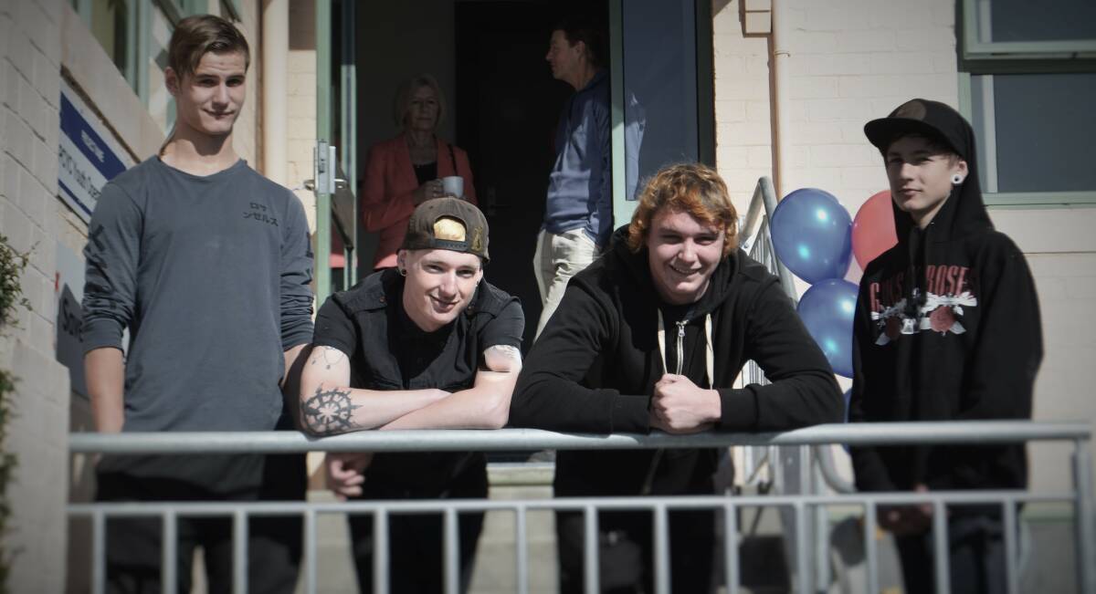 FAECLIFT:  Jarrod Lodge, Conor O'Donnell, Antony Wells and Jaiden Ford at the opening of the Launceston PCYC's newly refurbished youth operations centre, which will be the base for a range of youth programs. Picture: Piia Wirsu