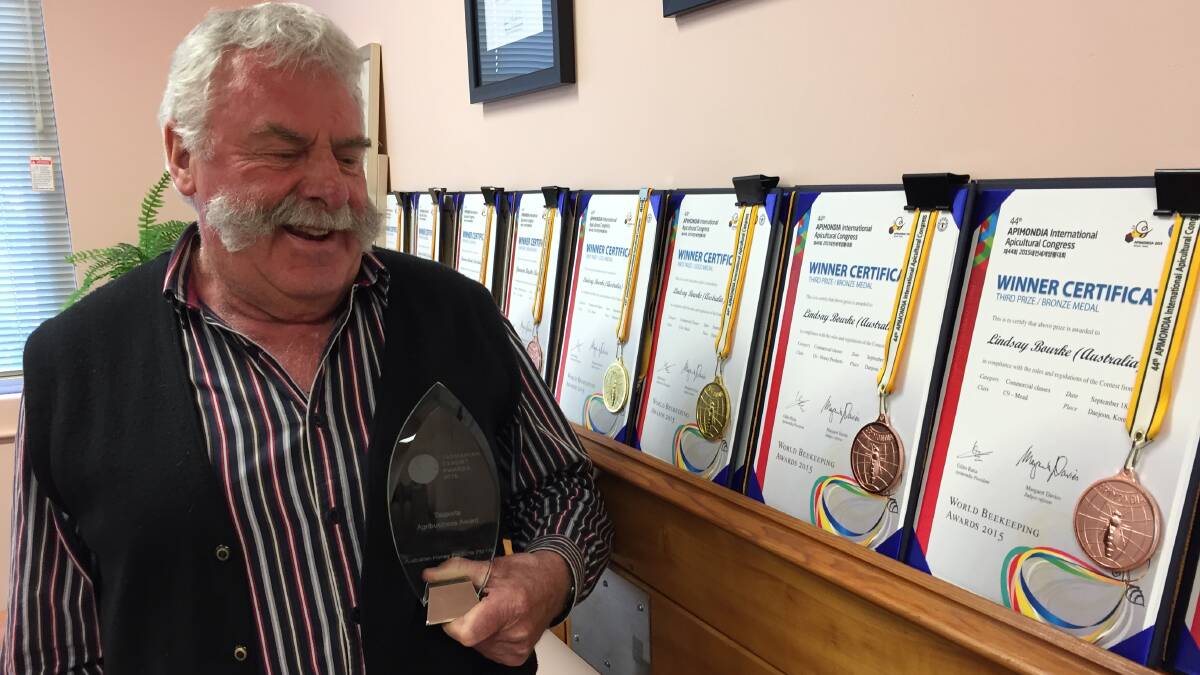 DELIGHTED: Australian Honey Product company director Lindsay Bourke is proud of his company's many awards.