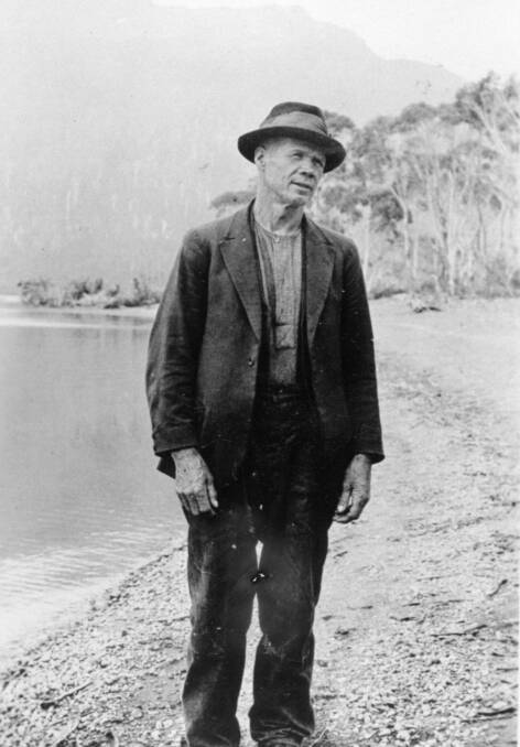 FOUNDING CHARACTER: Bert Nichols standing on the shores of Lake St Clair in January 1933. Picture: JB Flynn, courtesy Simon Cubit.