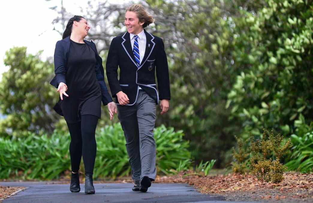 DELIGHTED: National Breast Cancer Foundation's Phoebe Brasker is delighted year 12 student, Jock Tate, chose their charity for the $36,000 donation. Picture: Phillip Biggs