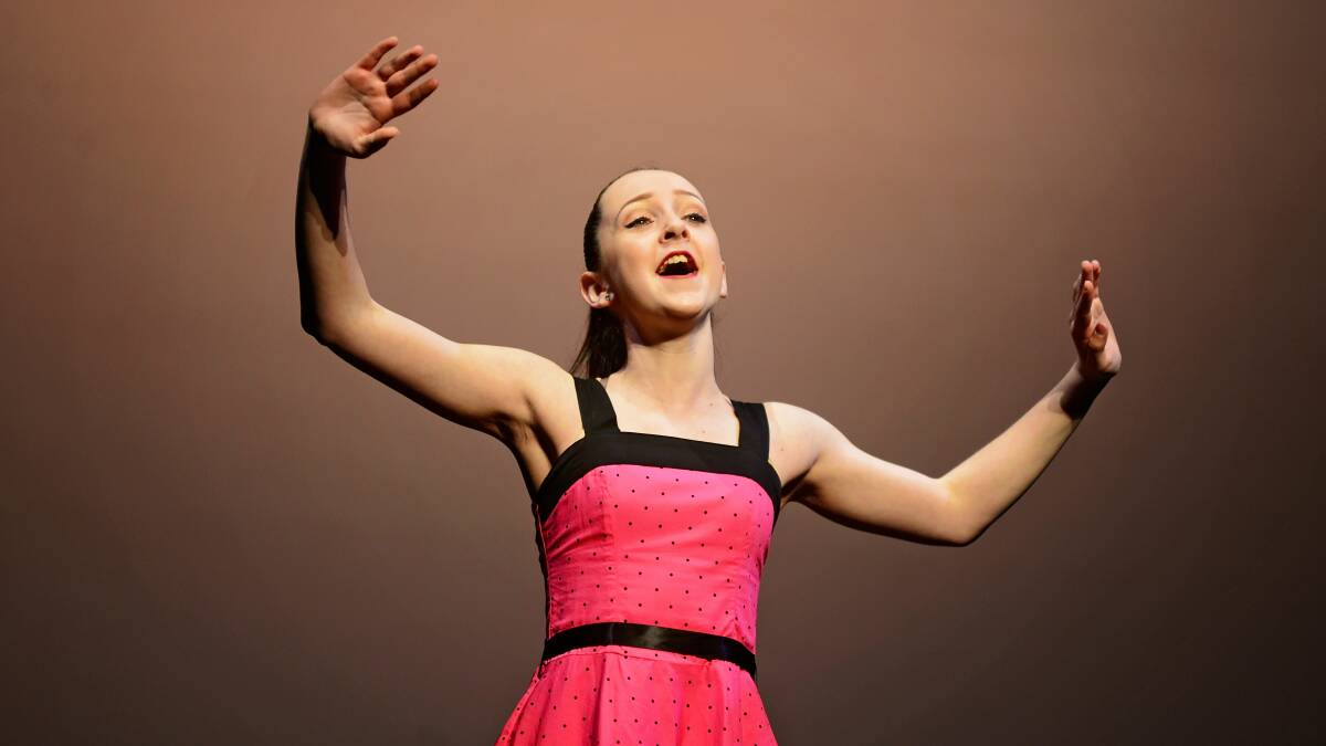 PERFORMING: Hannah Hudson competes in the Song and Dance Solo, 13 years at the Festival of Dance. Picture: Phillip Biggs