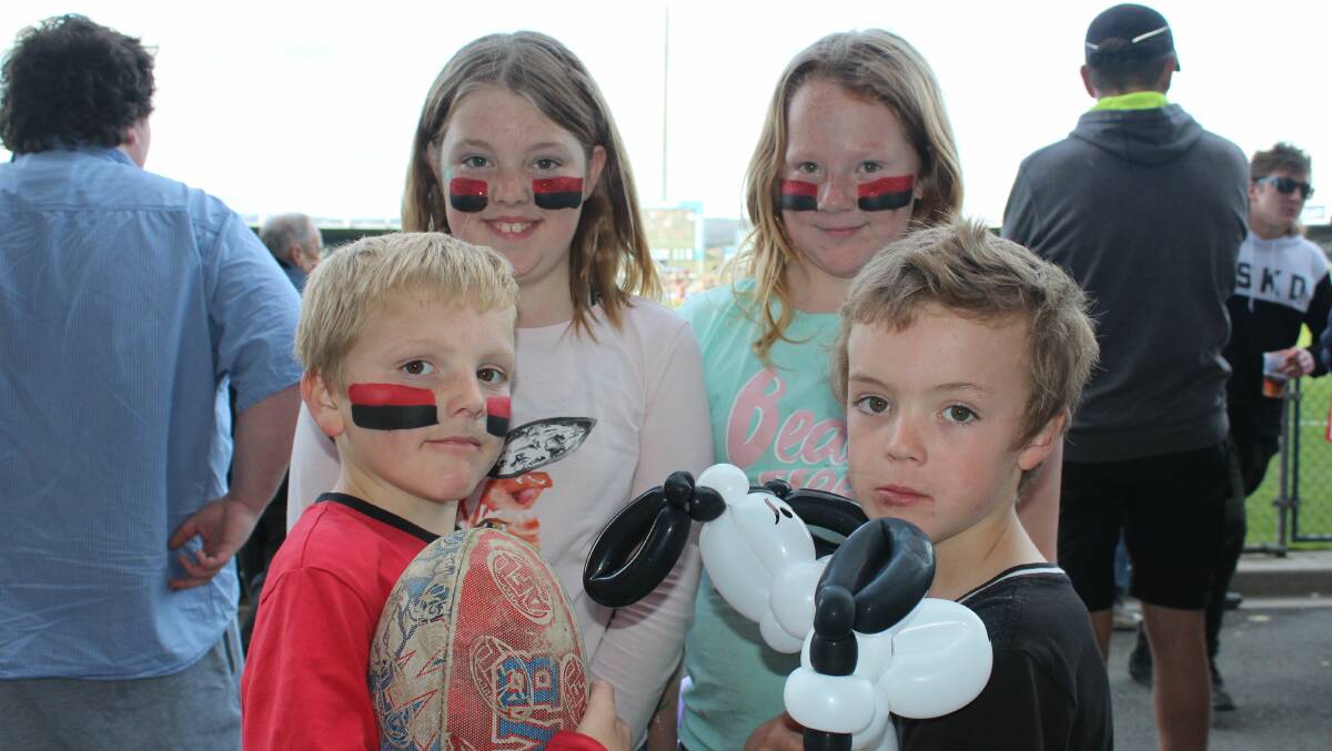 PROUD SUPPORTERS: Isabelle Philpott, 9, Hayley Goymour, 11, Brodie Goymour, 7, and Brock Johnston, 8. Picture: HOLLY MONERY.