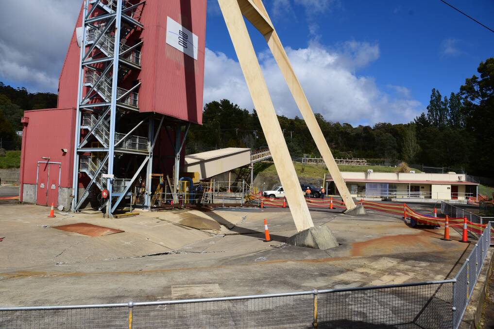 SINKHOLE RISK: The West Tamar Council is facing a $1.2 million bill to fix the Hart Shaft at Beaconfield, after part of the mine yard cracked and sunk. Pictures: PAUL SCAMBLER.