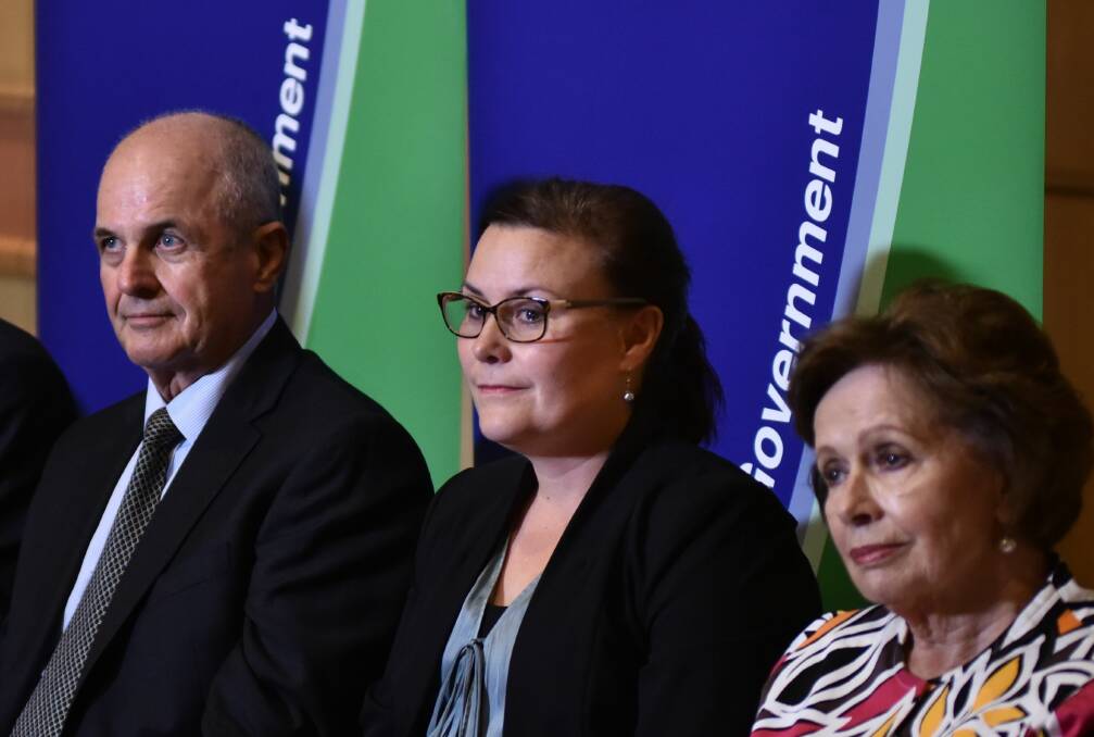 Clarence Council mayor Doug Chipman, with Burnie mayor Anita Dow and West Tamar mayor Christina Holmdahl at a press conference in April in Launceston.