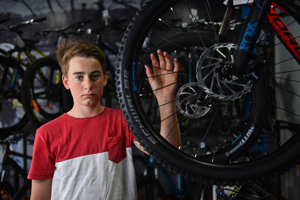 THEFT DISTRESS: For 13-year-old Beau Malkin the theft of his deceased father's old bike left him with one question, why? Picture: Scott Gelston.