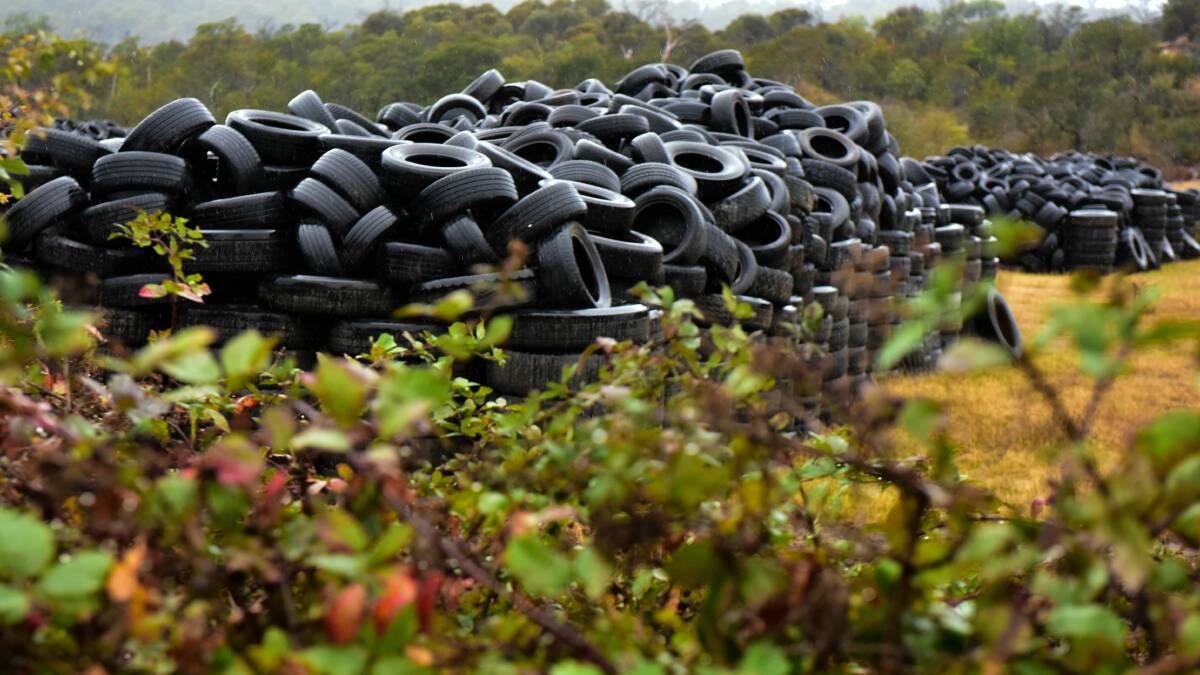 END OF LIFE: The new temporary tyre stockpile in Launceston. Picture: Neil Richardson.