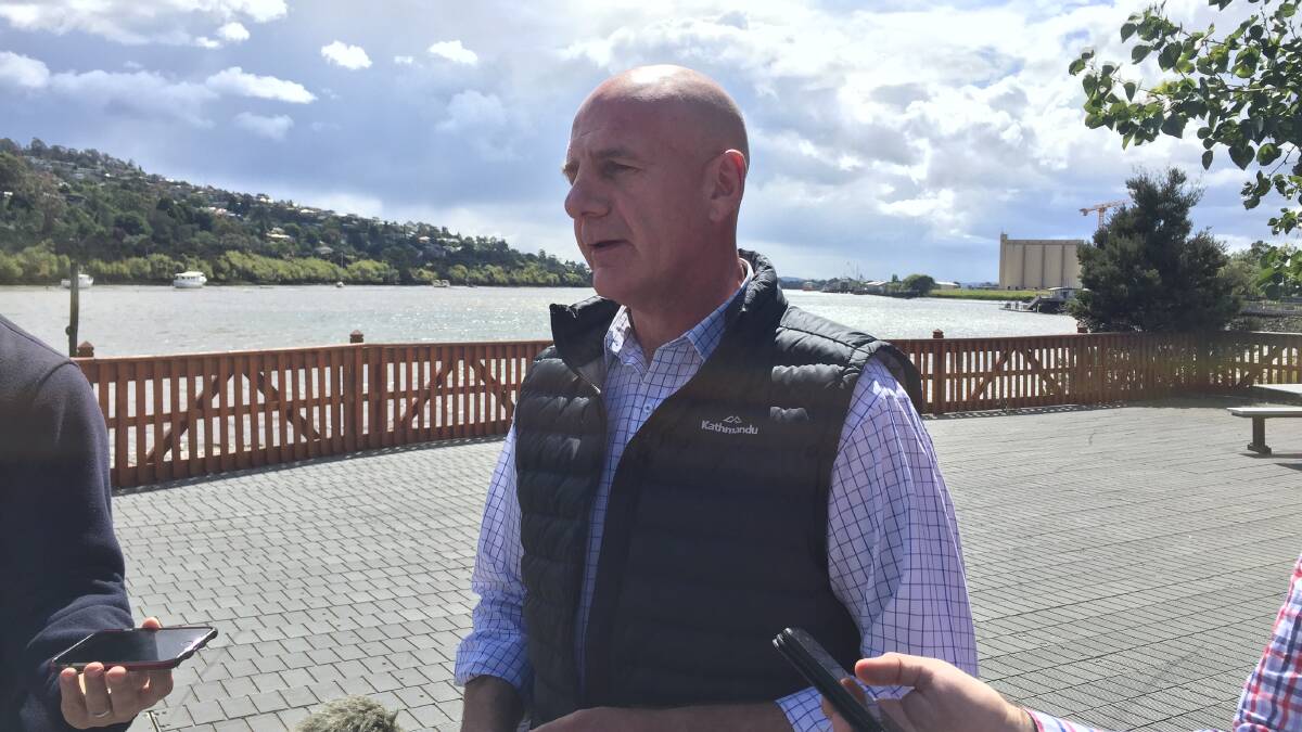 Peter Gutwein at a press conference in Launceston on Sunday. Picture: Holly Monery