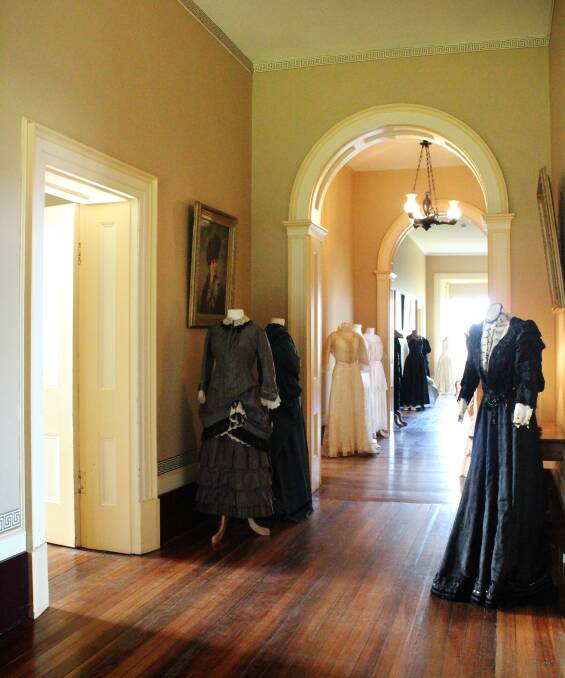 CLARENDON COSTUMES: Stunning heritage clothing and costumes line the hallway walls, giving insight into Australia's textile history.