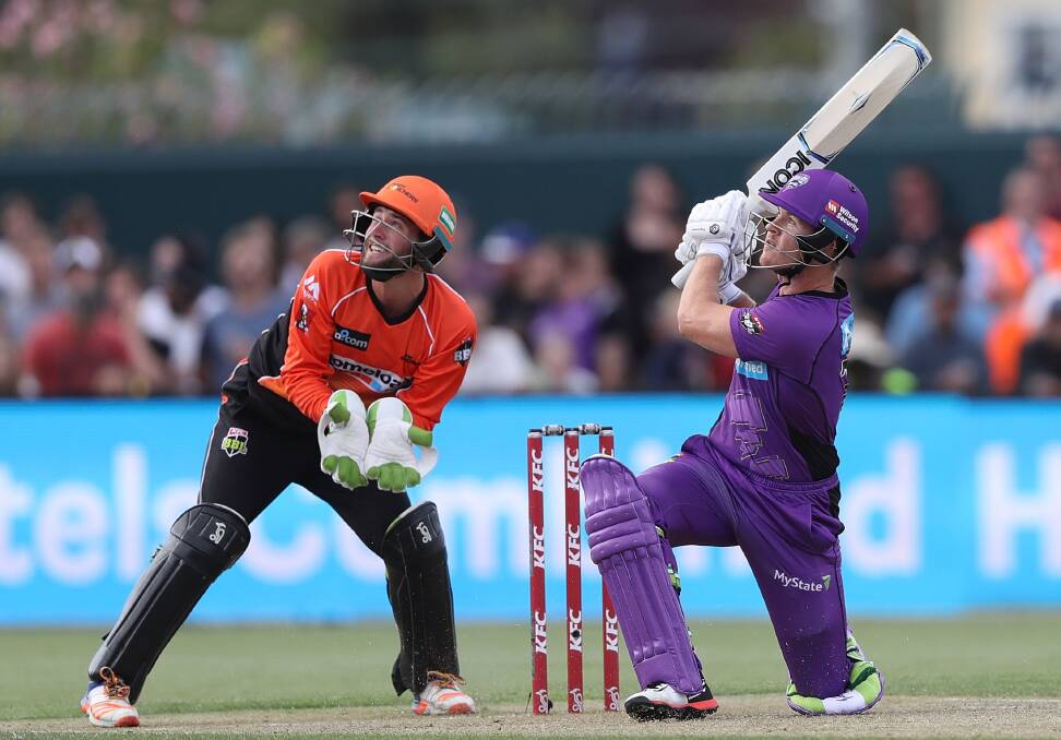 The Hobart Hurricanes in action at Blundstone Arena in Hobart which already has LED fencing. Picture: Getty Images