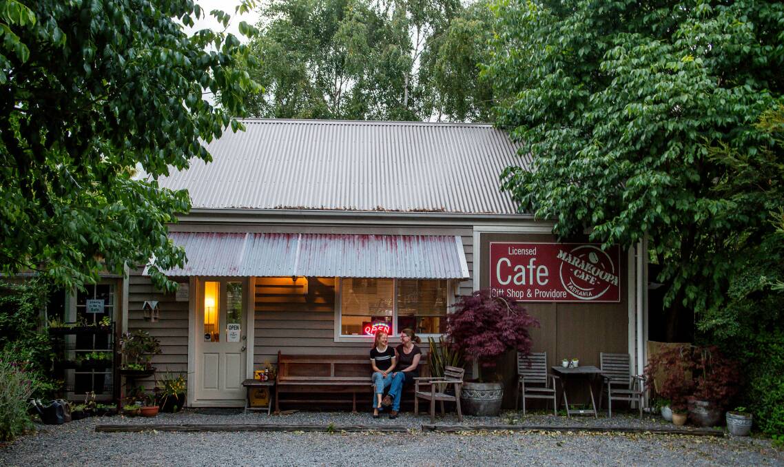 HOME: Marakoopa Café owner Sarah Cooper and her daughter Freya at their site near the Mole Creek Caves. Picture: Scott Gelston