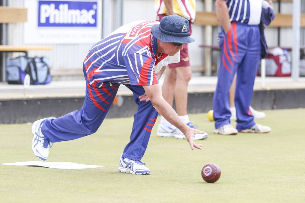Latrobe's Richard Sheahan in action during the Bowls North West Premier League game against Spreyton on Saturday. Picture: Cordell Richardson.