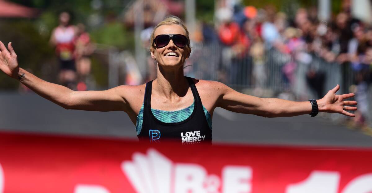 Clear winner: New South Wales runner Eloise Wellings is jubilant after winning her first Burnie Ten. Picture: Paul Scambler.