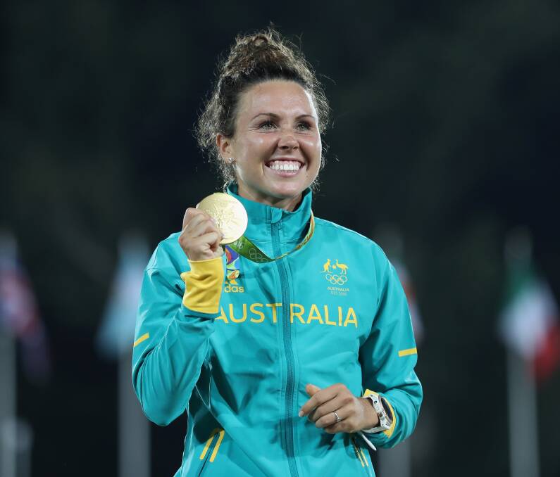 Golden times: Chloe Esposito scored a surprise result for Australia at the Rio Olympics, winning the modern pentathlon gold medal. Picture: Getty Images.