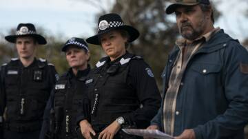 Leah Purcell and Aaron Pederson star in High Country while, below, John Bradley and Jess Wong star in 3 Body Problem. Pictures by Binge, Netflix
