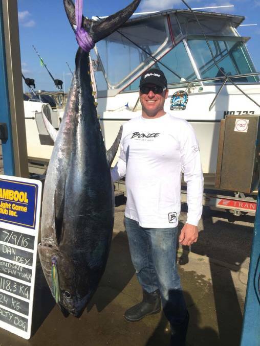Fisherman Daniel Hoey caught what he believes to be the biggest southern bluefin tuna of the season out of Port Fairy. Picture: supplied
