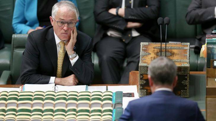 Prime Minister Malcolm Turnbull and Opposition Leader Bill Shorten in Canberra on Thursday. Photo: Alex Ellinghausen

