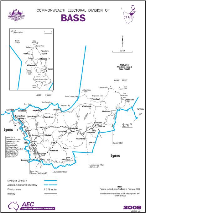 MAPPED OUT: The electorate of Bass. Picture: Australian Electoral Commission
