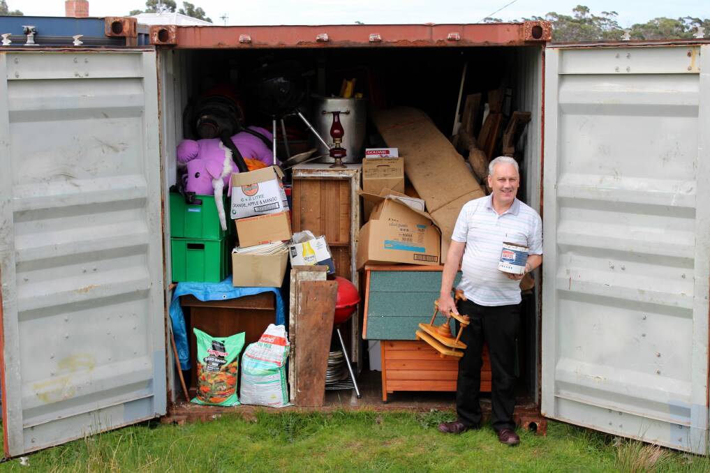 TREASURE TROVE: Swansea's Barry Balcombe will look to shed two shipping containers worth of collectibles at this year's Garage Sale Trail. Pictures: Hamish Geale