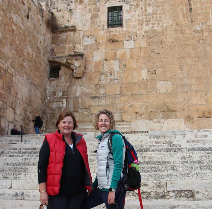 HISTORY: Mrs Burt and colleague Jodie Clifford at the Old City of Jerusalem. 