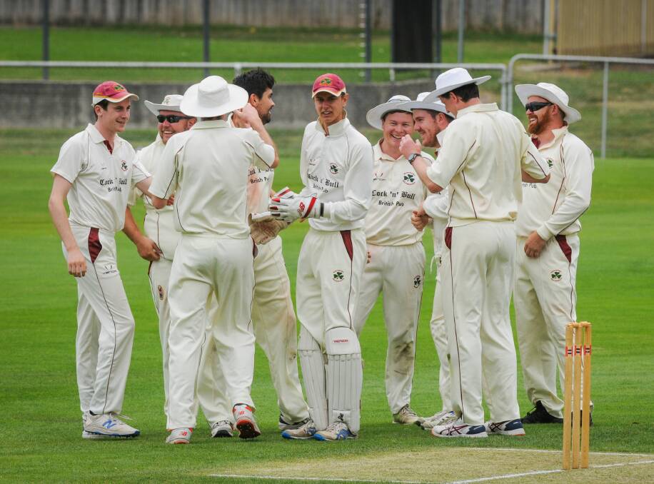 SMILES ALL ROUND: Westbury secured first innings points after a brutal first session against Launceston. Picture: Paul Scambler