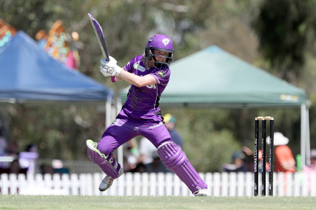 FINDING TOUCH: Georgia Redmayne cuts backward of square on her way to her first half-century of the season. Picture: AAP