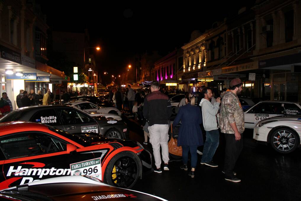 CROWD-PULLER: Targa cars lined  Brisbane Street avenue and both lanes of George Street. Pictures: Hamish Geale